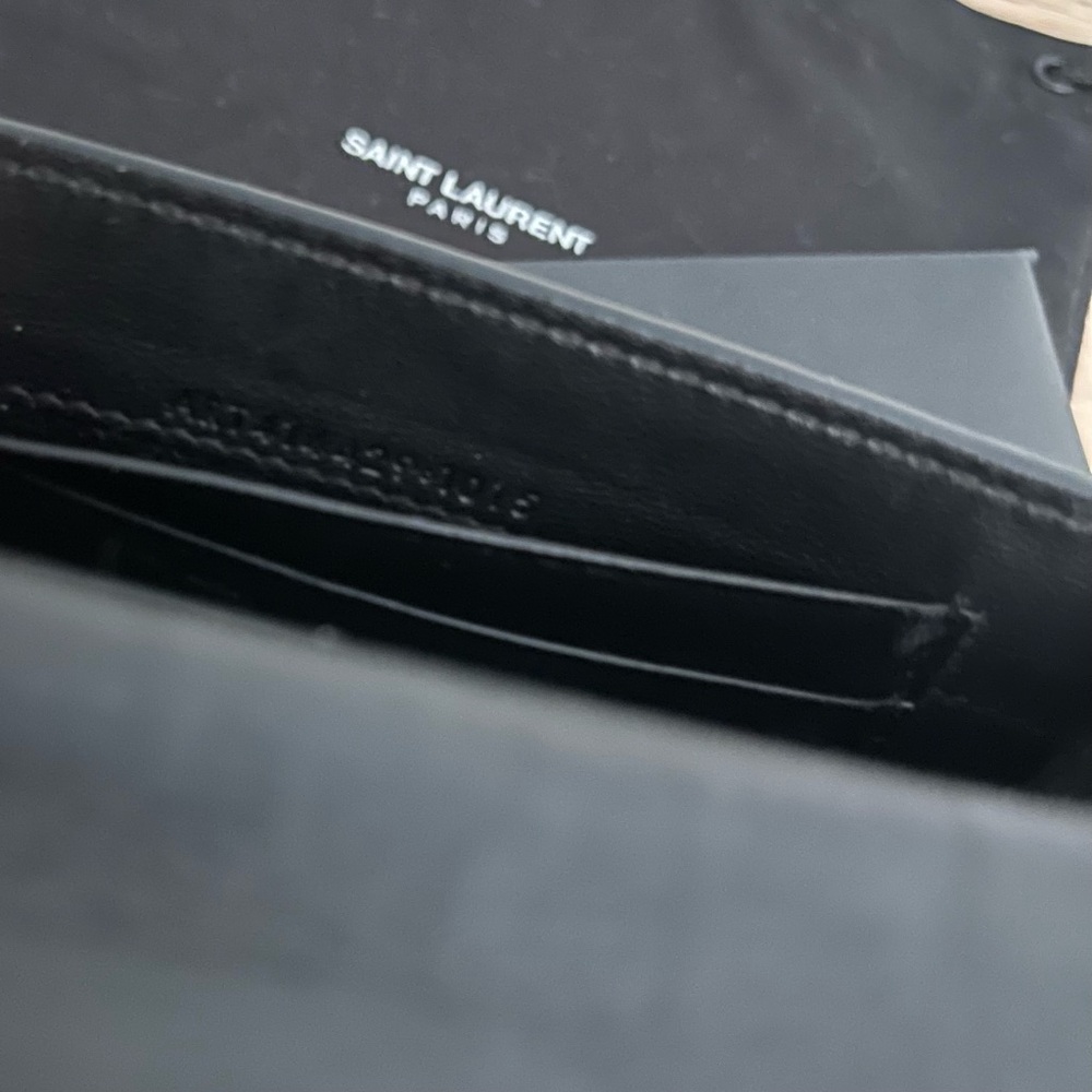 Yves Saint Laurent Cassandra Croc Embossed YSL Small Flap Wallet - Black Silver - Picture 6 of 7